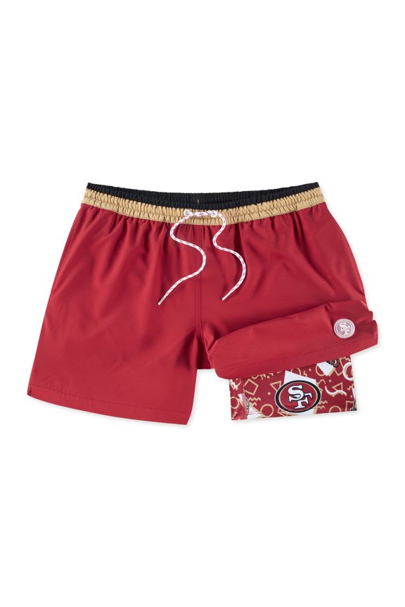 Men's Chubbies Cardinal San Francisco 49ers The Secret Lined Swim Trunks
