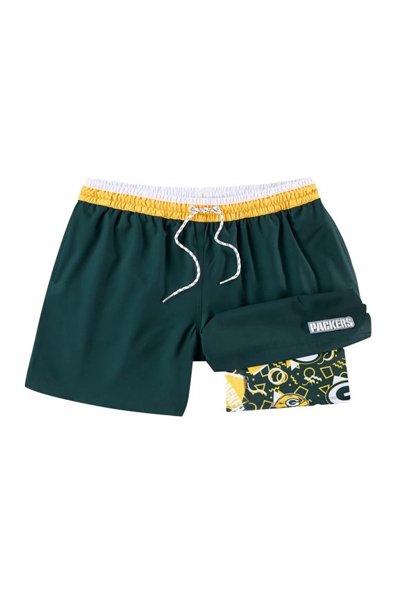 Men's Chubbies Green Green Bay Packers The Secret Lined Swim Trunks