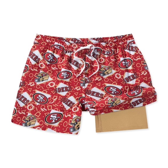 Men's Chubbies Red San Francisco 49ers Game Day Fit Classic Lined Swim Trunks
