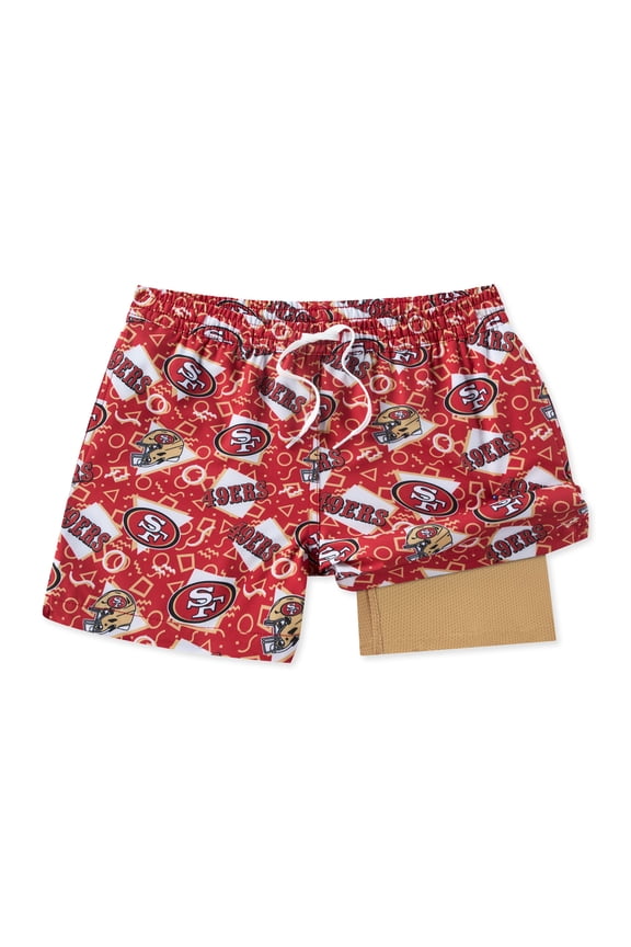 Men's Chubbies Red San Francisco 49ers Game Day Fit Classic Lined Swim Trunks