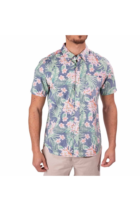 Men's Chubbies Short Sleeve Button Down Shirt Color: Navy Heather Size: S