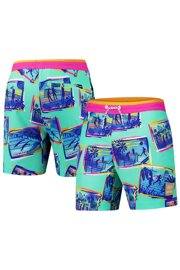 Men's Chubbies Teal LA28 Summer Olympics The With Love from LA Classic Lined Swim Trunk