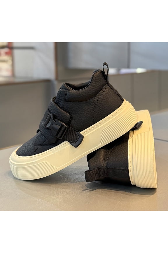 Men's Chunky Platform Sneakers with Thick PVC/ Sole - Low-Top Streetwear Shoes, Cushioned Insole & Minimalist All-Season Footwear for, Urban Style (/)