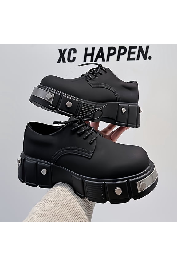 Men’s Chunky Punk Style Boots – Non-Slip Durable Lace-Up Casual Outdoor Shoes, Comfortable All-Day Wear Streetwear Boots for Walking, Stable Grip and Long-Lasting Support