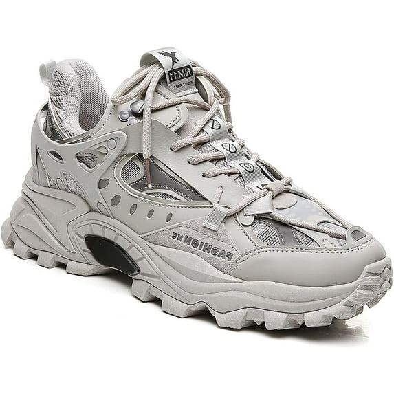 Men's Chunky Sole Sneakers Stylish Lace-Up Dad Shoes Platform Athletic Breathable Walking Running Shoes for Comfort & Durability