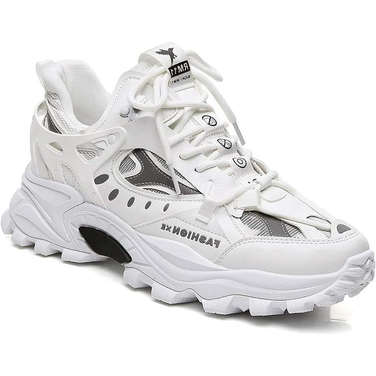 Men's Chunky Sole Sneakers Stylish Lace-Up Dad Shoes Platform