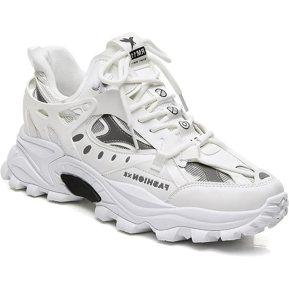 Men's Chunky Sole Sneakers Stylish Lace-Up Dad Shoes Platform Athletic Breathable Walking Running Shoes for Comfort & Durability