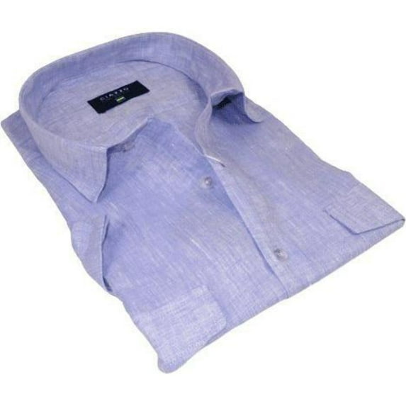 Men's Ciazzo Turkey 100% Linen Breathable Shirt Short Sleeves #Linen 65 Lavender