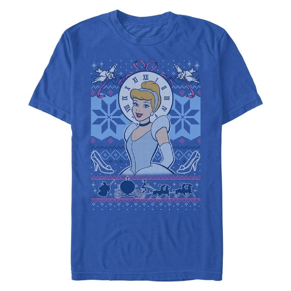 Men's Cinderella Cinderella Christmas Sweater Graphic Tee Royal Blue 2X Large