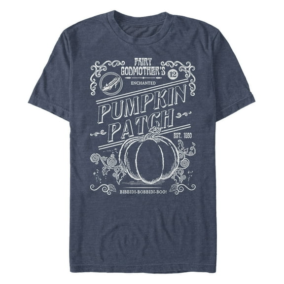 Men's Cinderella Fairy Godmother's Enchanted Pumpkin Patch  Graphic Tee Navy Blue Heather Large Tall
