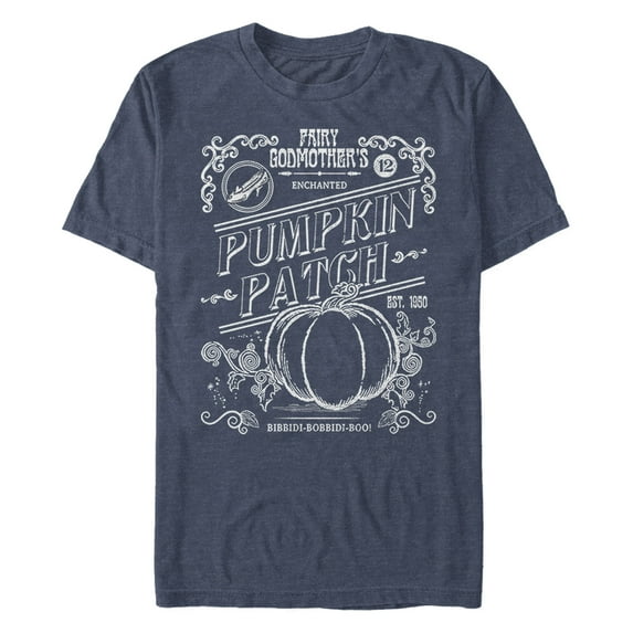 Men's Cinderella Fairy Godmother's Enchanted Pumpkin Patch Graphic Tee Navy Blue Heather Large Tall