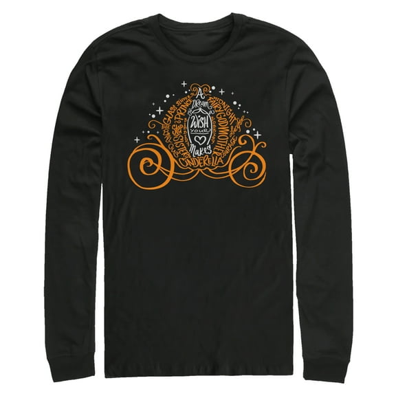 Men's Cinderella Magical Pumpkin Carriage  Long Sleeve Shirt Black Large