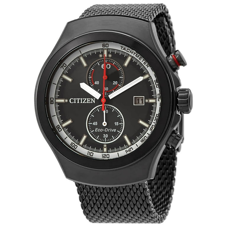 Men s Citizen Eco Drive Chronograph Mesh Band Watch CA7015 82E Walmart