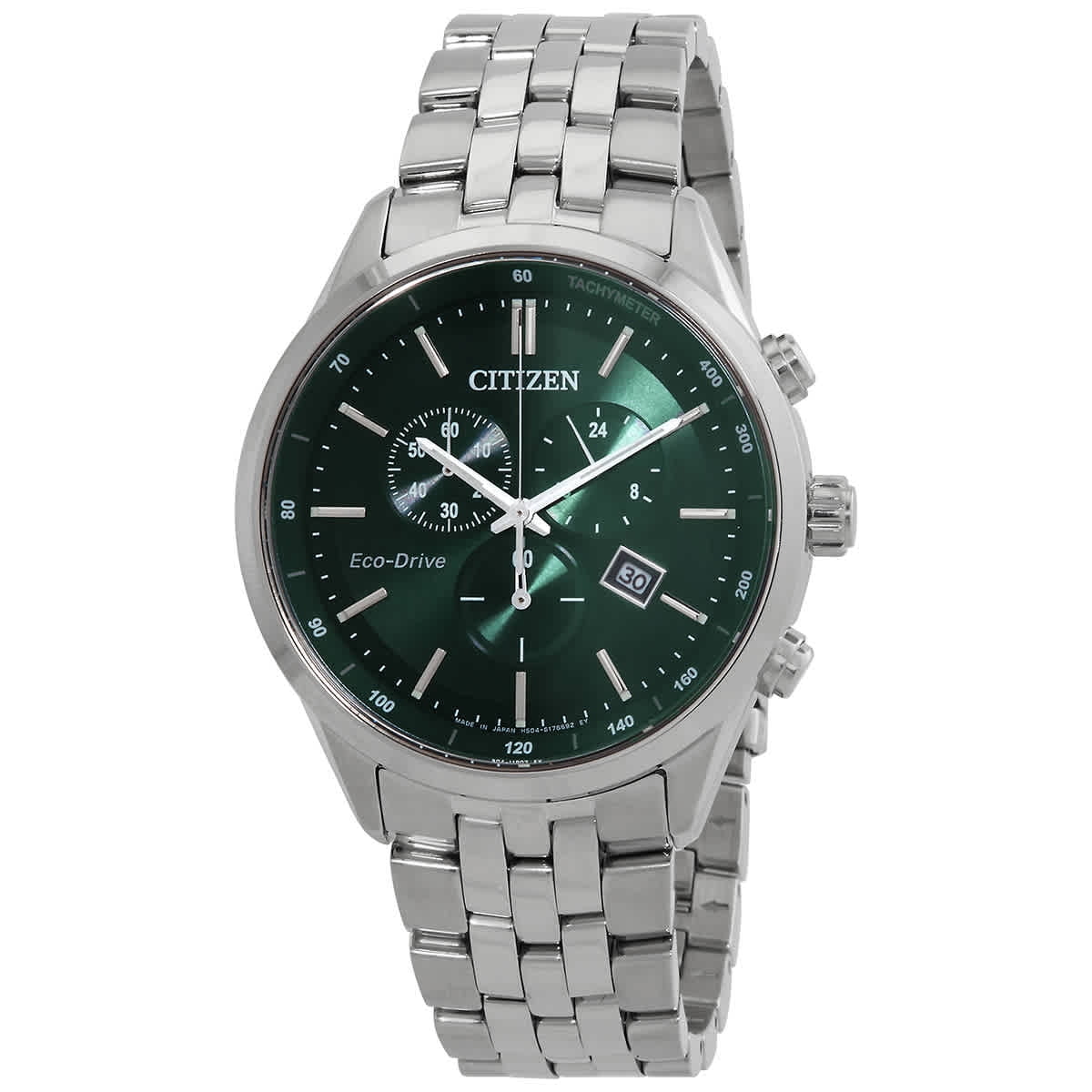 Men's Citizen Eco-Drive Croso Green Dial Chronograph Watch AT2149-85X