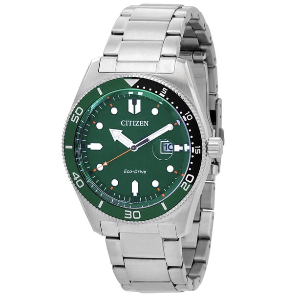 CITIZEN Men's Eco-Drive Marine Diver Watch, Green Dial, Stainless