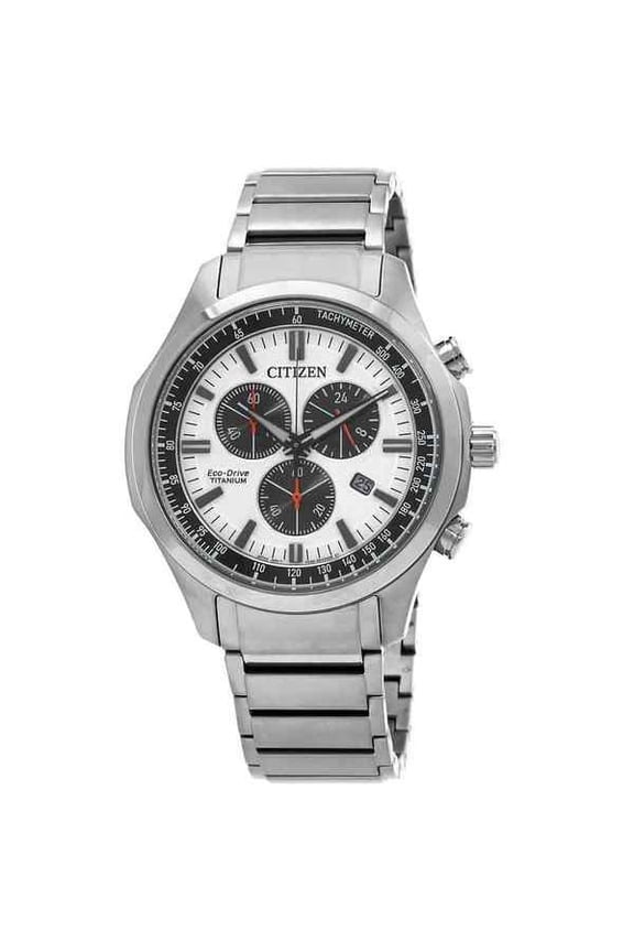 Eco-Drive Chronograph Super Titanium White Dial AT2530-85A 100M Men's Watch