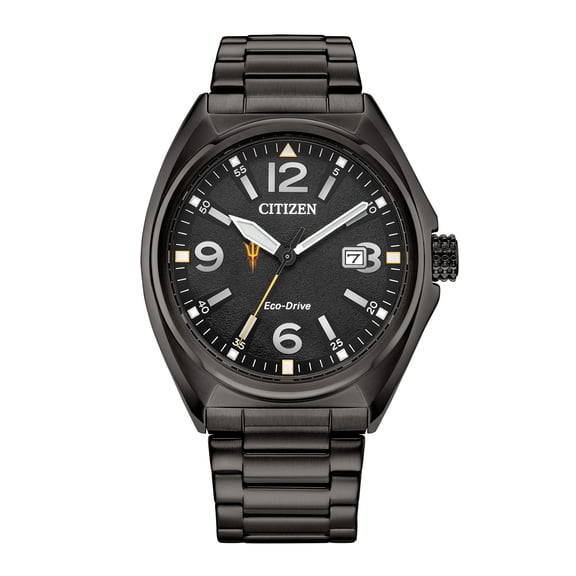 Men's Citizen Watch Black Arizona State Sun Devils Eco-Drive Sport Casual Stainless Steel Black Dial Bracelet Watch