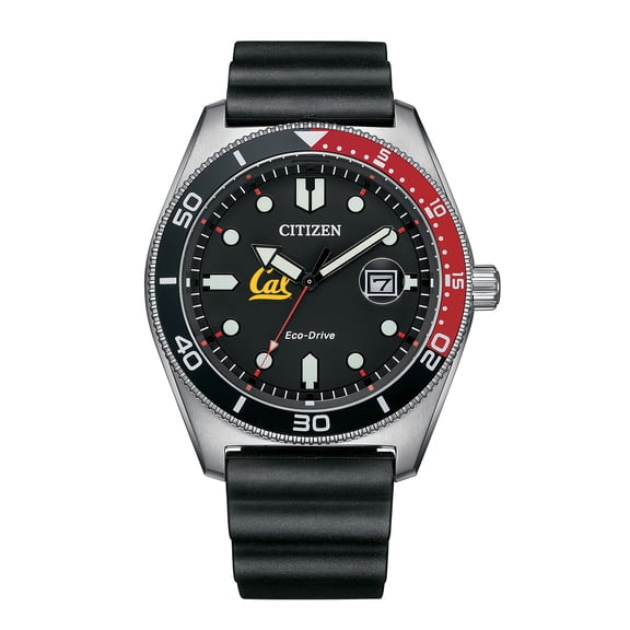 Men's Citizen Watch Black Cal Bears Eco-Drive Sport Casual Black Dial Watch with Polyurethane Strap