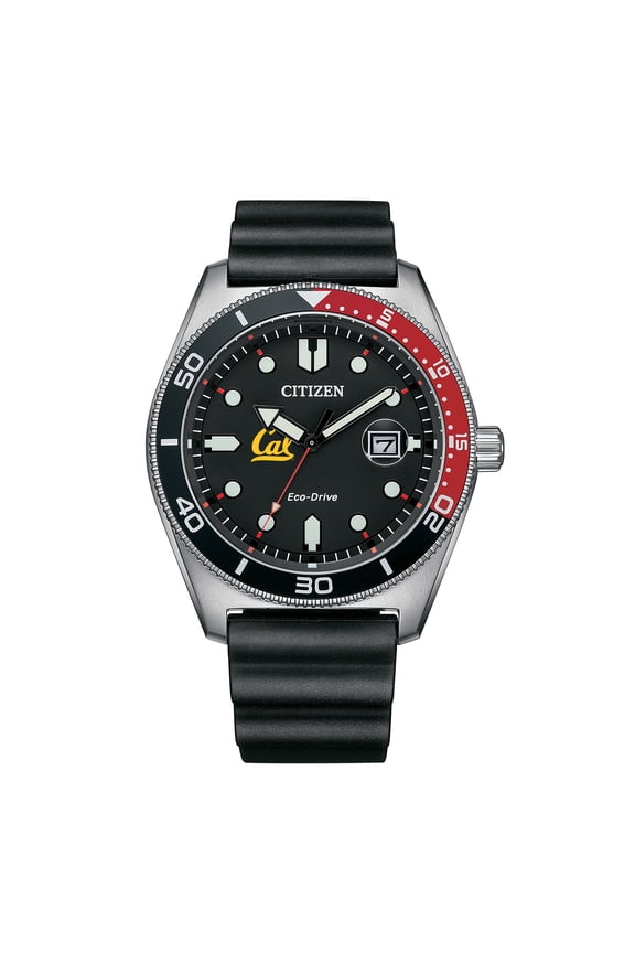 Men's Citizen Watch Black Cal Bears Eco-Drive Sport Casual Black Dial Watch with Polyurethane Strap