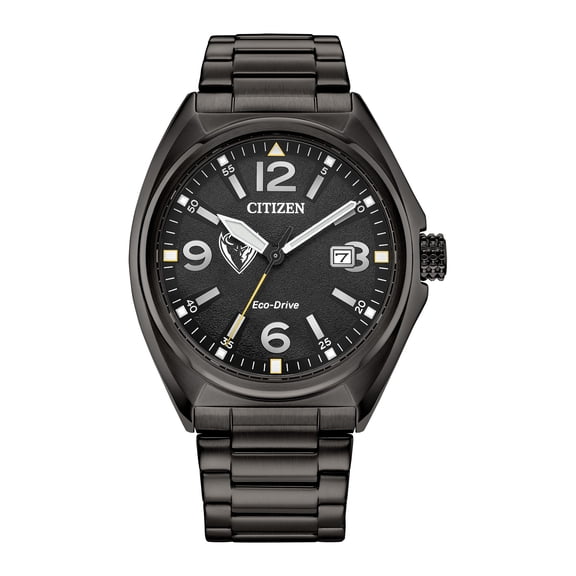 Men's Citizen Watch Black DePaul Blue Demons Eco-Drive Sport Casual Stainless Steel Black Dial Bracelet Watch
