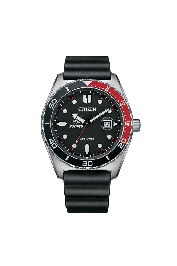 Men's Citizen Watch Black Emory Eagles Eco-Drive Sport Casual Black Dial Watch with Polyurethane Strap