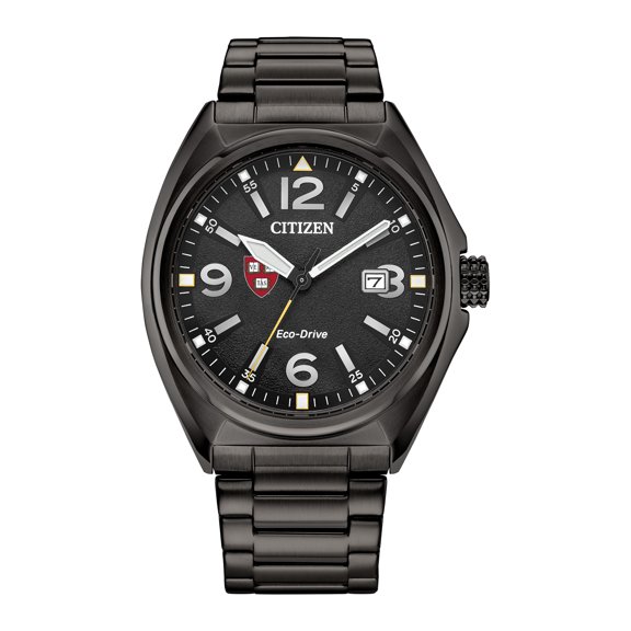 Men's Citizen Watch Black Harvard Crimson Eco-Drive Sport Casual Stainless Steel Black Dial Bracelet Watch