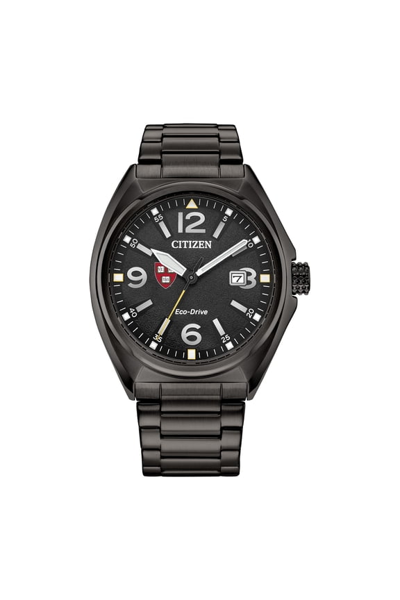 Men's Citizen Watch Black Harvard Crimson Eco-Drive Sport Casual Stainless Steel Black Dial Bracelet Watch