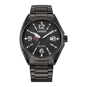 Mens Citizen Watch Black Liberty Flames Eco-Drive Sport Casual Stainless Steel Black Dial Bracelet Watch