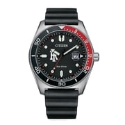 Mens Citizen Watch Black Rhode Island Rams Eco-Drive Sport Casual Black Dial Watch with Polyurethane Strap