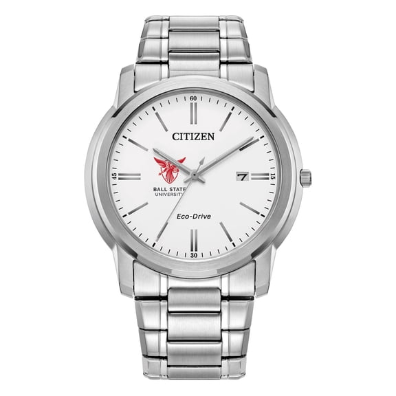 Men's Citizen Watch  Silver Ball State Cardinals Eco-Drive White Dial Stainless Steel Watch