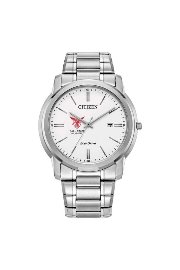 Men's Citizen Watch  Silver Ball State Cardinals Eco-Drive White Dial Stainless Steel Watch
