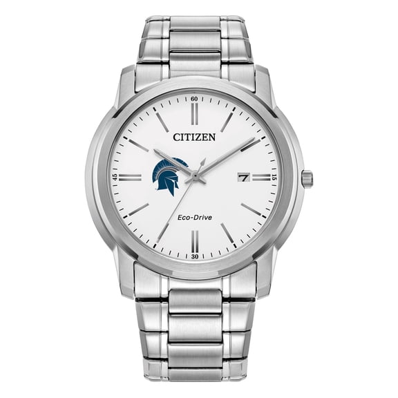 Men's Citizen Watch  Silver Case Western Reserve Spartans Eco-Drive White Dial Stainless Steel Watch