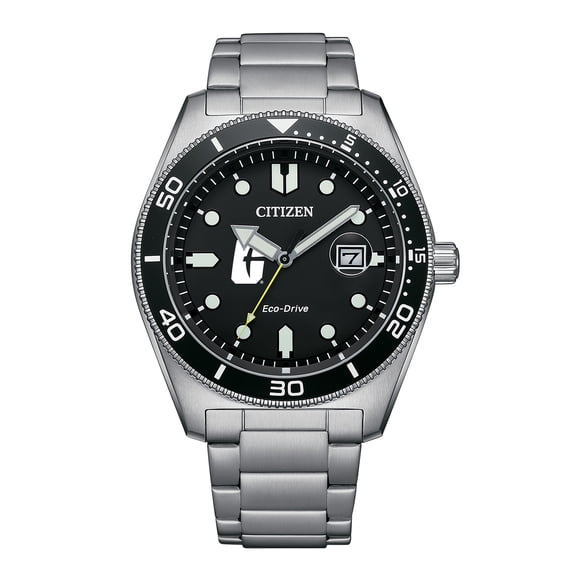 Men's Citizen Watch Silver Charlotte 49ers Eco-Drive Sport Casual Stainless Black Dial Steel Watch