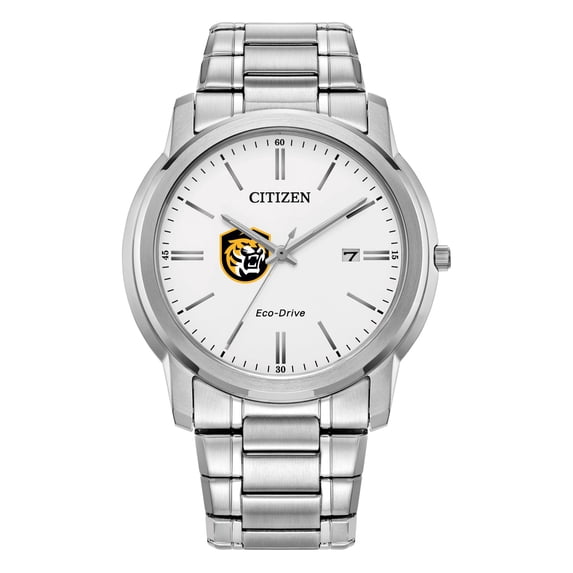Men's Citizen Watch Silver Colorado College Tigers Eco-Drive White Dial Stainless Steel Watch