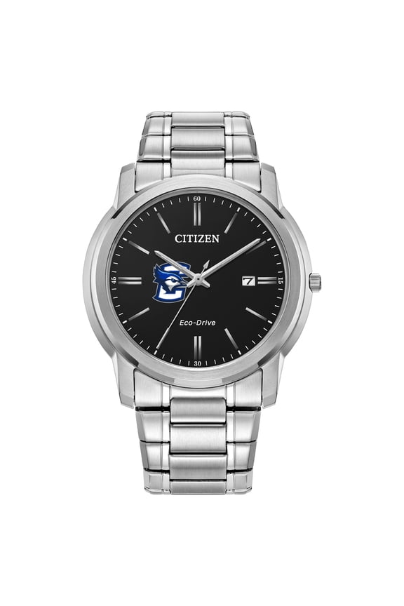 Men's Citizen Watch Silver Creighton Bluejays Eco-Drive Black Dial Watch