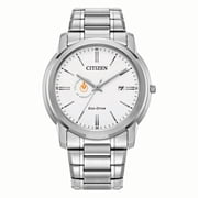 Mens Citizen Watch Silver Culinary Institute of America Steels Eco-Drive White Dial Stainless Steel Watch