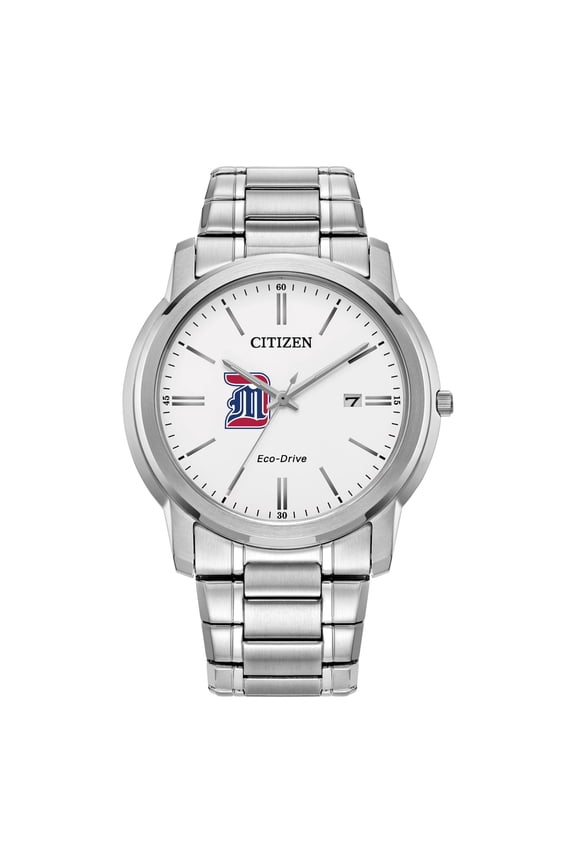 Men's Citizen Watch  Silver Detroit Mercy Titans Eco-Drive White Dial Stainless Steel Watch