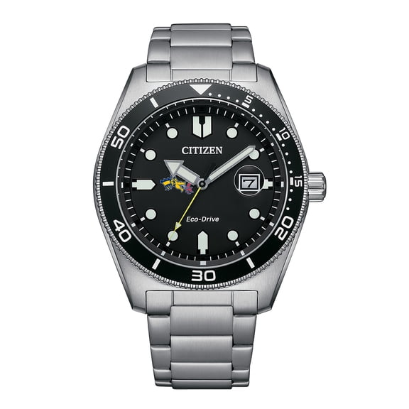 Men's Citizen Watch Silver Drexel Dragons Eco-Drive Sport Casual Stainless Black Dial Steel Watch