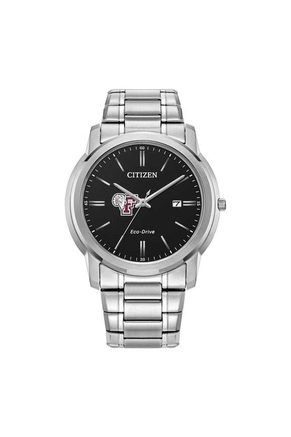 Men's Citizen Watch Silver Fordham Rams Eco-Drive Black Dial Stainless Steel Watch