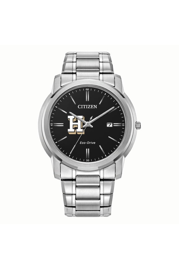Men's Citizen Watch Silver Hamilton Continentals Eco-Drive Black Dial Stainless Steel Watch