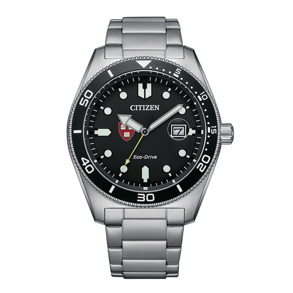 Men's Citizen Watch Silver Harvard Crimson Eco-Drive Sport Casual Stainless Black Dial Steel Watch