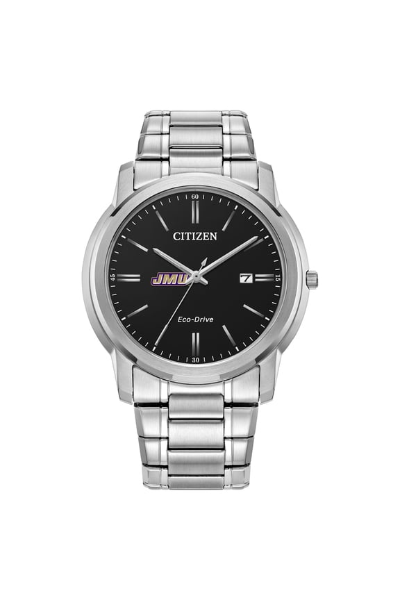 Men's Citizen Watch Silver James Madison Dukes Eco-Drive Black Dial Watch