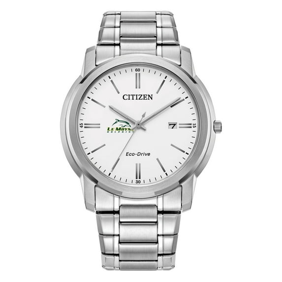 Men's Citizen Watch Silver Le Moyne Dolphins Eco-Drive White Dial Stainless Steel Watch