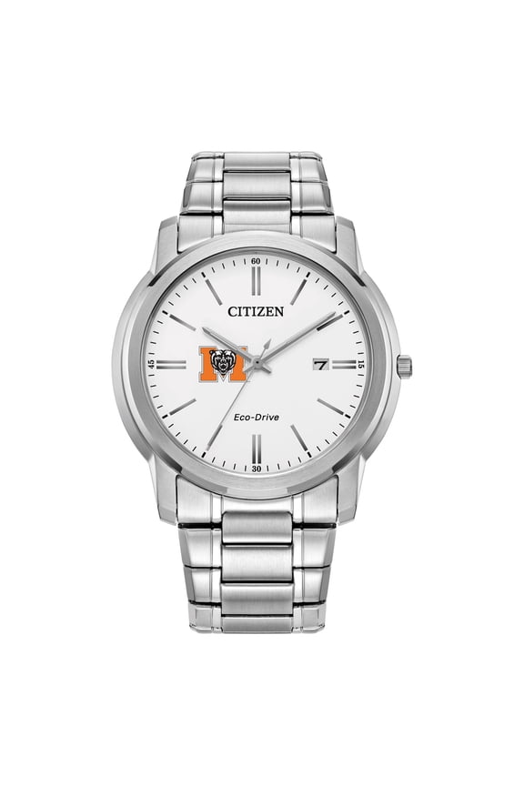 Men's Citizen Watch  Silver Mercer Bears Eco-Drive White Dial Stainless Steel Watch