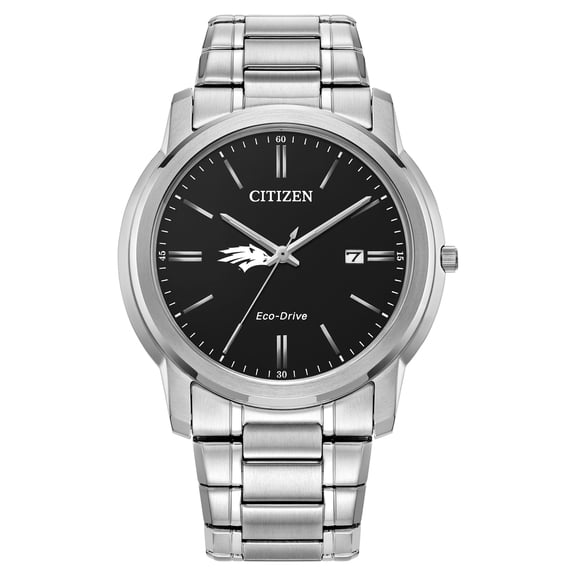 Men's Citizen Watch Silver Nevada Wolf Pack Eco-Drive Black Dial Watch