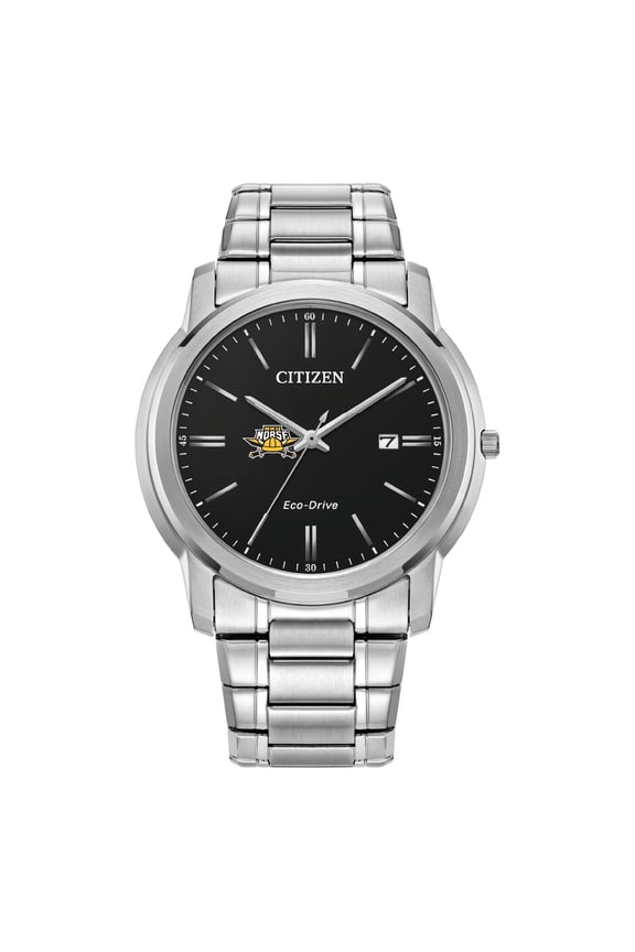 Men's Citizen Watch Silver Northern Kentucky University Norse Eco-Drive Black Dial Stainless Steel Watch