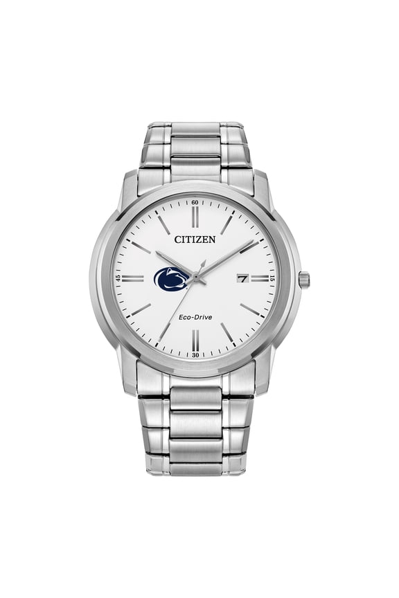 Men's Citizen Watch Silver Penn State Nittany Lions Eco-Drive White Dial Stainless Steel Watch