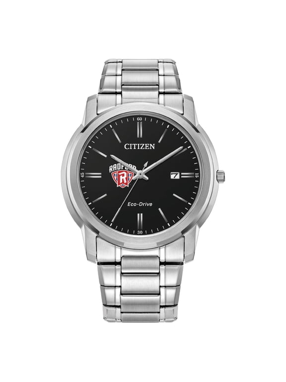Men's Citizen Watch Silver Radford Highlanders Eco-Drive Black Dial Stainless Steel Watch