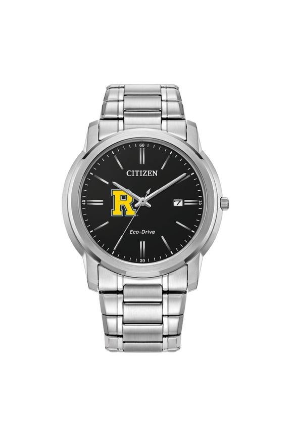 Men's Citizen Watch Silver Rochester Yellow Jackets Eco-Drive Black Dial Stainless Steel Watch