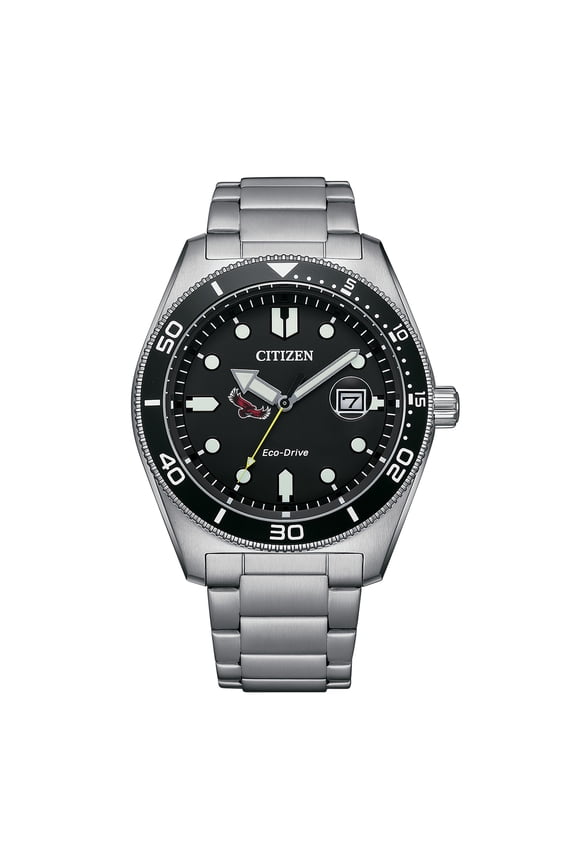 Men's Citizen Watch Silver Saint Joseph's Hawks Eco-Drive Sport Casual Stainless Black Dial Steel Watch
